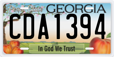 GA license plate CDA1394