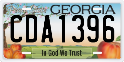 GA license plate CDA1396
