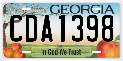 GA license plate CDA1398