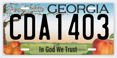 GA license plate CDA1403