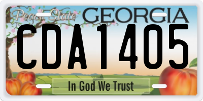 GA license plate CDA1405