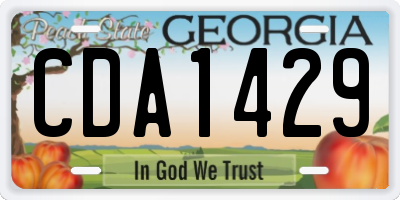 GA license plate CDA1429