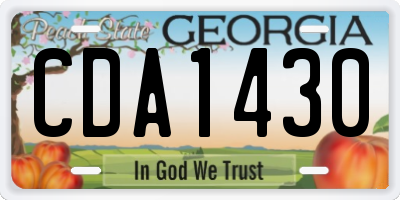 GA license plate CDA1430