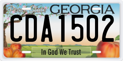 GA license plate CDA1502