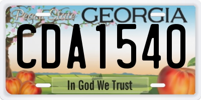 GA license plate CDA1540