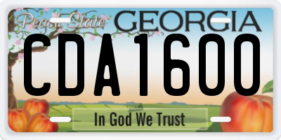 GA license plate CDA1600