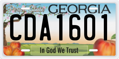 GA license plate CDA1601