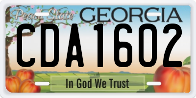 GA license plate CDA1602