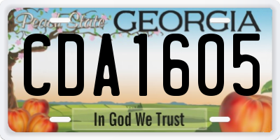 GA license plate CDA1605