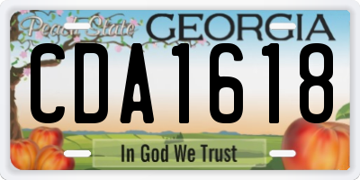 GA license plate CDA1618