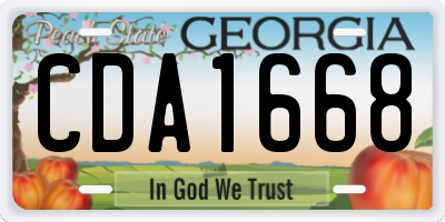GA license plate CDA1668