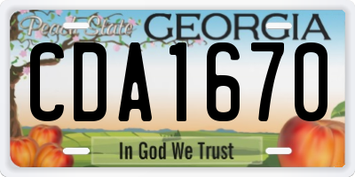 GA license plate CDA1670