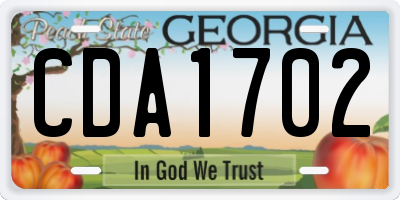 GA license plate CDA1702