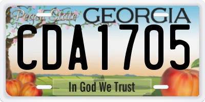GA license plate CDA1705