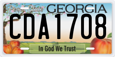 GA license plate CDA1708