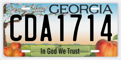 GA license plate CDA1714