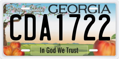 GA license plate CDA1722