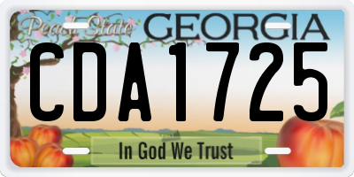 GA license plate CDA1725