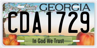 GA license plate CDA1729