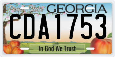 GA license plate CDA1753