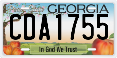 GA license plate CDA1755