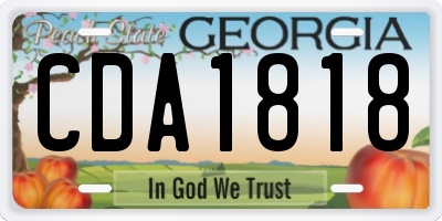 GA license plate CDA1818