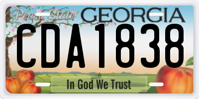 GA license plate CDA1838