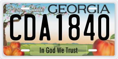 GA license plate CDA1840