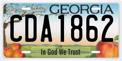 GA license plate CDA1862