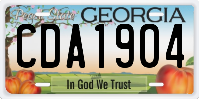 GA license plate CDA1904