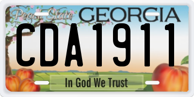 GA license plate CDA1911
