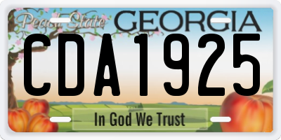 GA license plate CDA1925