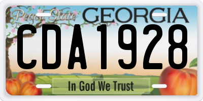 GA license plate CDA1928