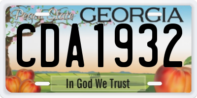 GA license plate CDA1932