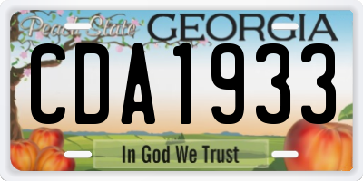 GA license plate CDA1933
