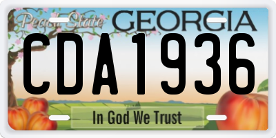 GA license plate CDA1936