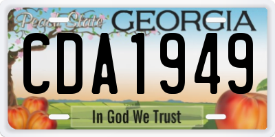 GA license plate CDA1949