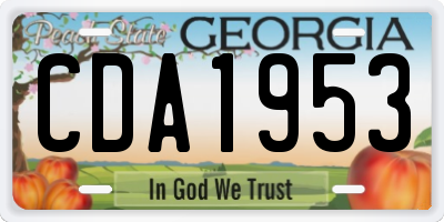 GA license plate CDA1953