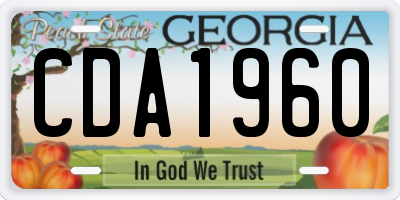 GA license plate CDA1960