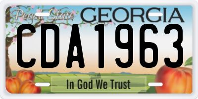 GA license plate CDA1963