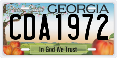 GA license plate CDA1972
