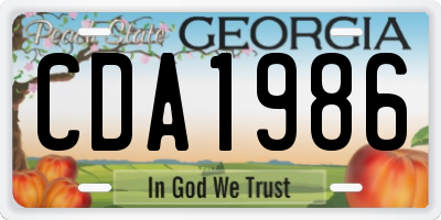 GA license plate CDA1986