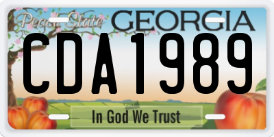 GA license plate CDA1989