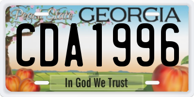 GA license plate CDA1996