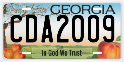 GA license plate CDA2009