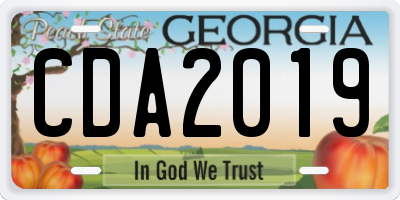 GA license plate CDA2019
