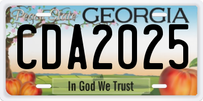 GA license plate CDA2025