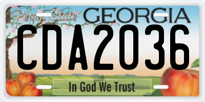 GA license plate CDA2036
