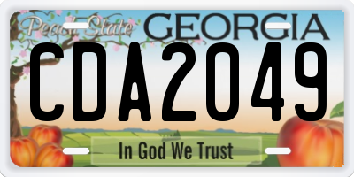 GA license plate CDA2049