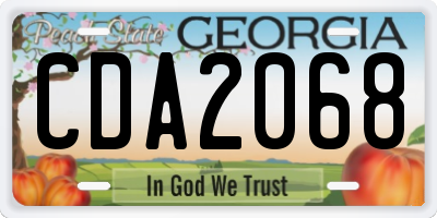 GA license plate CDA2068